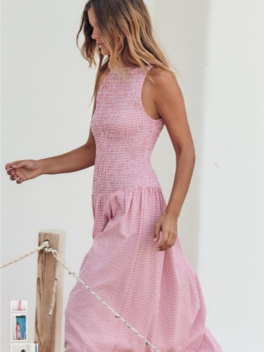 Zara Pink Gingham Maxi Dress